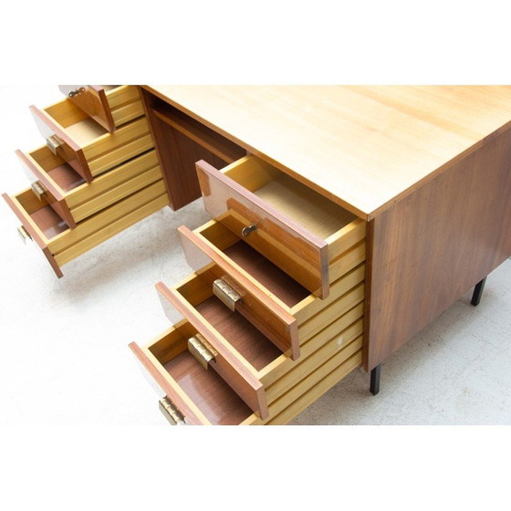 Image 1 of Bureau vintage en hêtre, fer et plastique, Tchécoslovaquie, années 1970