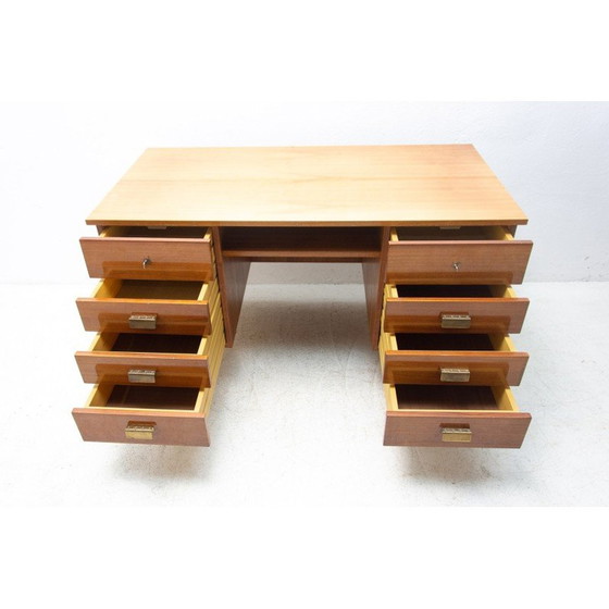 Image 1 of Bureau vintage en hêtre, fer et plastique, Tchécoslovaquie, années 1970