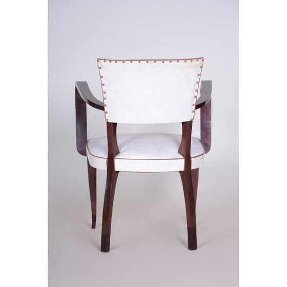 Image 1 of Fauteuil vintage en cuir artificiel blanc, France années 1930