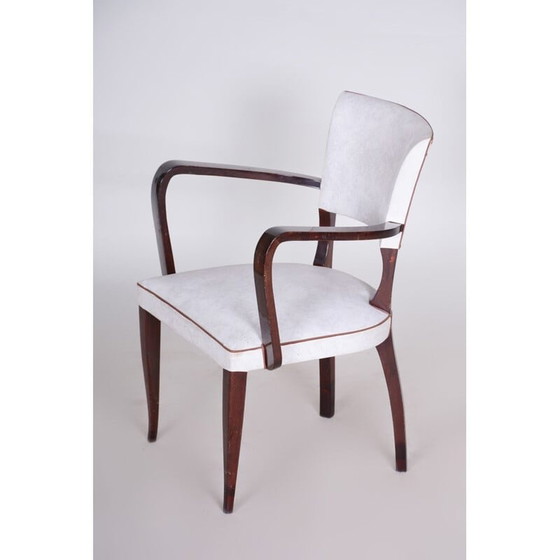Image 1 of Fauteuil vintage en cuir artificiel blanc, France années 1930