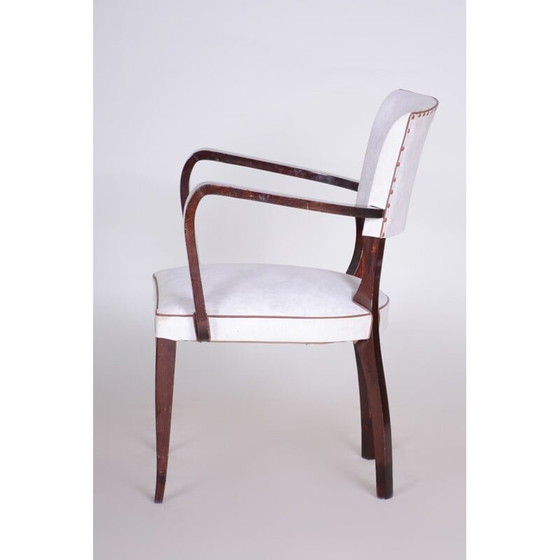 Image 1 of Fauteuil vintage en cuir artificiel blanc, France années 1930