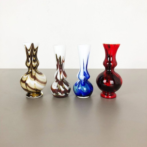 Ensemble de 4 vases vintage multicolores Pop Art, Italie 1970