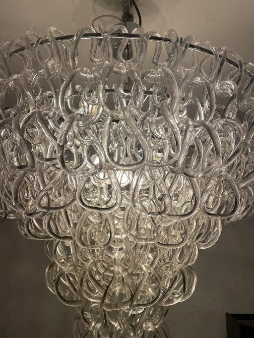 Lustre en verre d'Angelo Mangiarotti pour Vistosi, Italie, années 1970