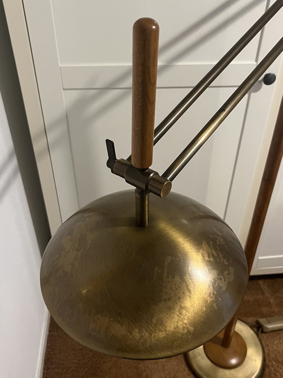 Image 1 of Lampadaire vintage danois en chêne/bronze
