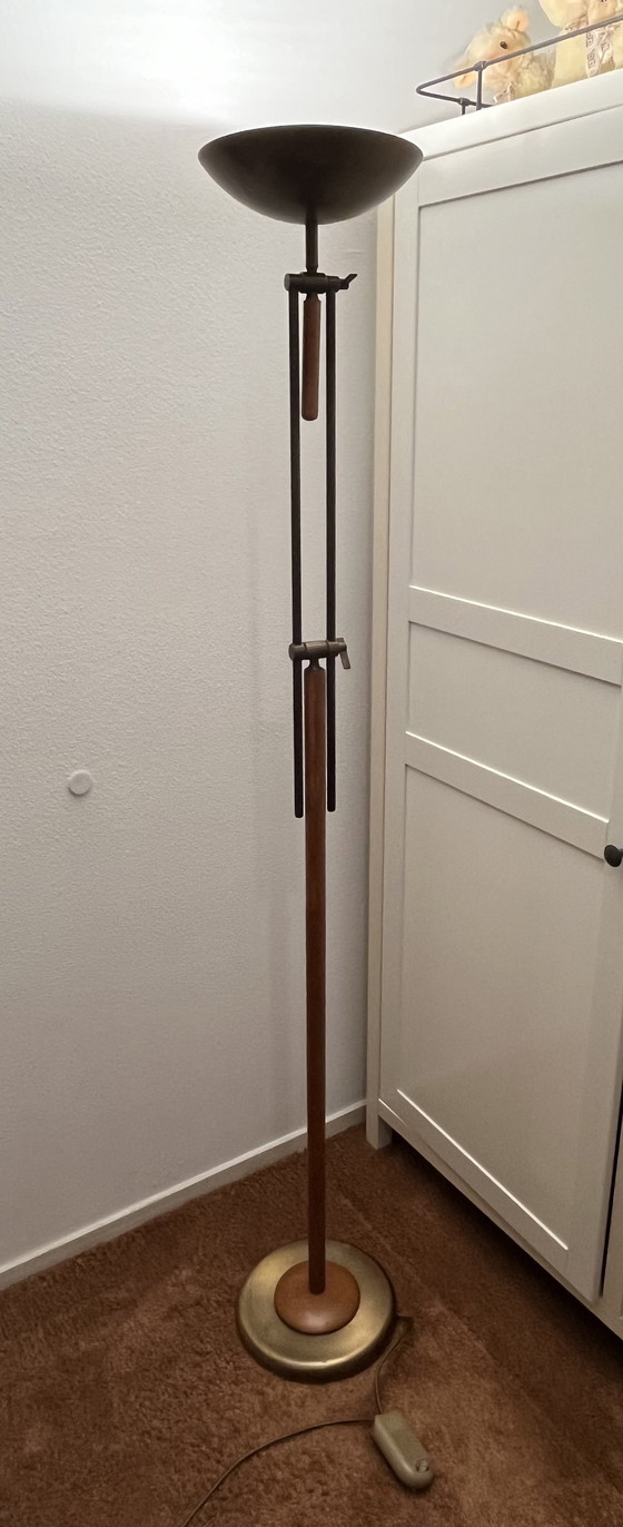 Image 1 of Lampadaire vintage danois en chêne/bronze