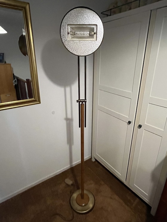 Image 1 of Lampadaire vintage danois en chêne/bronze