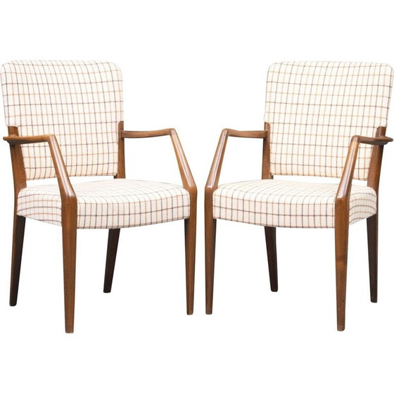 Image 1 of Paire de fauteuils vintage en hêtre et laine par Peter Hvidt et Orla Mølgaard-Nielsen pour France et Søn, Danemark 1960