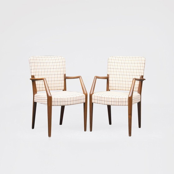 Image 1 of Paire de fauteuils vintage en hêtre et laine par Peter Hvidt et Orla Mølgaard-Nielsen pour France et Søn, Danemark 1960