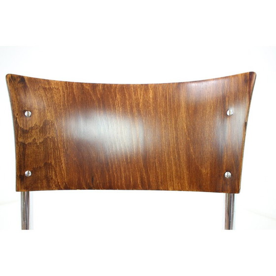 Image 1 of Chaise Art déco vintage en chrome et bois par Mart Stam, Tchécoslovaquie années 1930