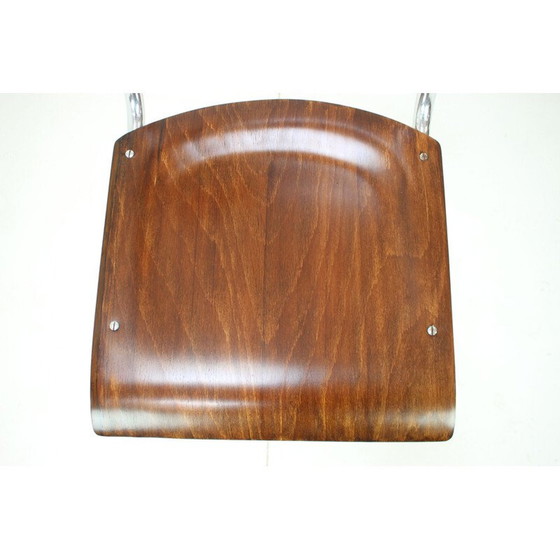 Image 1 of Chaise Art déco vintage en chrome et bois par Mart Stam, Tchécoslovaquie années 1930