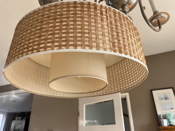 Image 1 of Lampe pendante danoise vintage en tissu de rotin