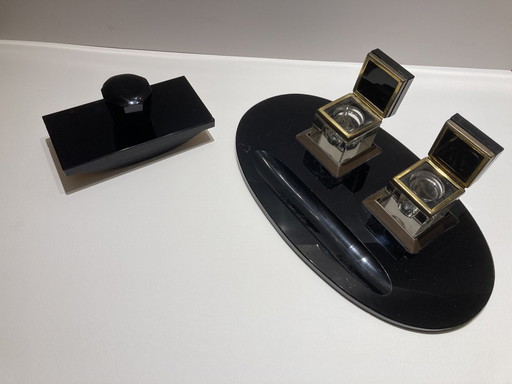 Set de bureau vintage en verre