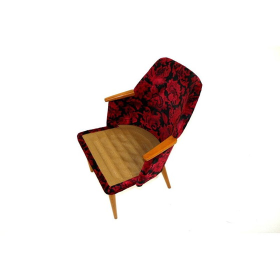 Image 1 of Fauteuil vintage avec assise en tissu floral Suède années 1950