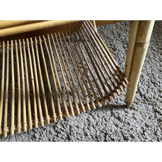 Image 1 of Table basse vintage en bambou fendu et rotin, 1960