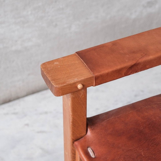 Image 1 of Paire de fauteuils vintage en cuir et bois, France 1970