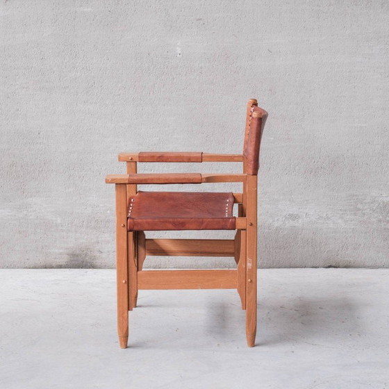 Image 1 of Paire de fauteuils vintage en cuir et bois, France 1970