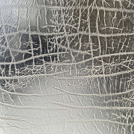 Image 1 of Ensemble de 4 chaises basses vintage en métal noir et skaï noir mat, 1980