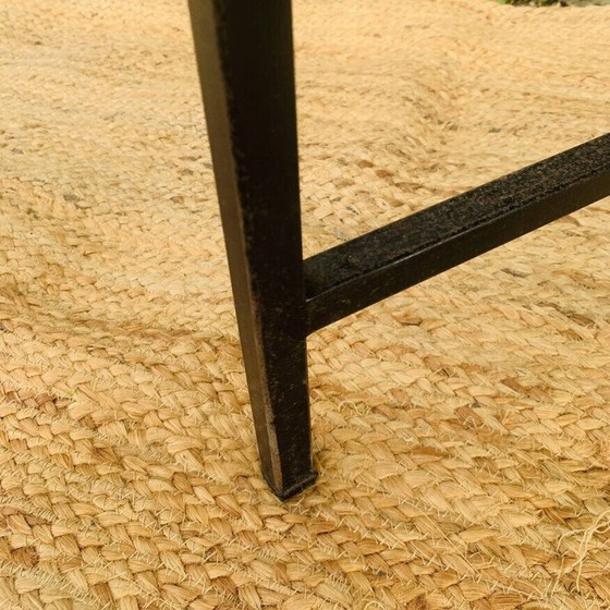 Image 1 of Ensemble de 4 chaises basses vintage en métal noir et skaï noir mat, 1980