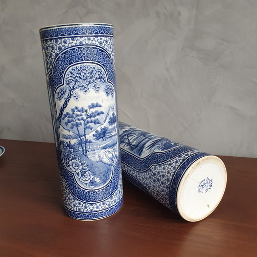 Ancienne Société Céramique 2 Vases Tokyo Delftware