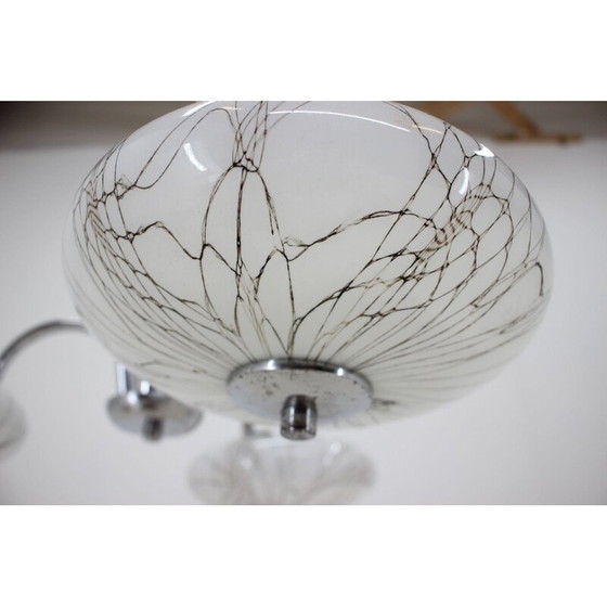 Image 1 of Lustre vintage art déco en chrome et verre "Napako", Tchécoslovaquie 1930