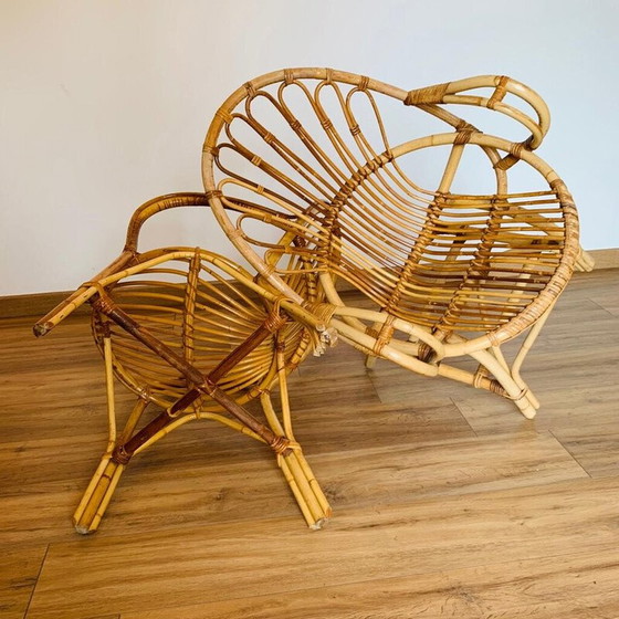 Image 1 of Paire de fauteuils en rotin vintage, 1960
