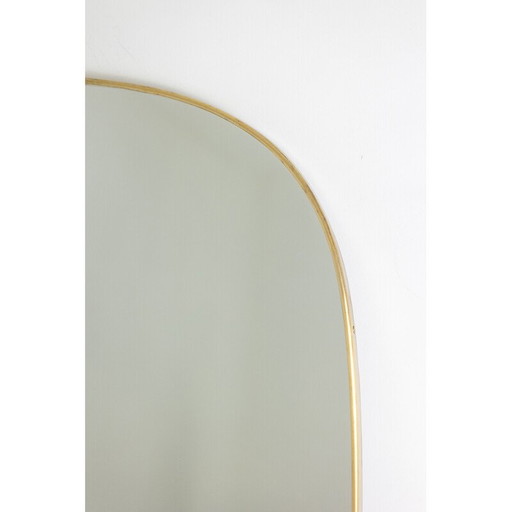 Paire de grands miroirs vintage en laiton doré, 1950