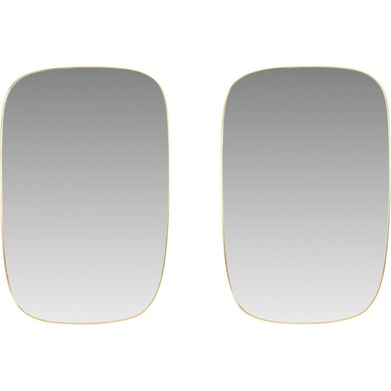 Image 1 of Paire de grands miroirs vintage en laiton doré, 1950