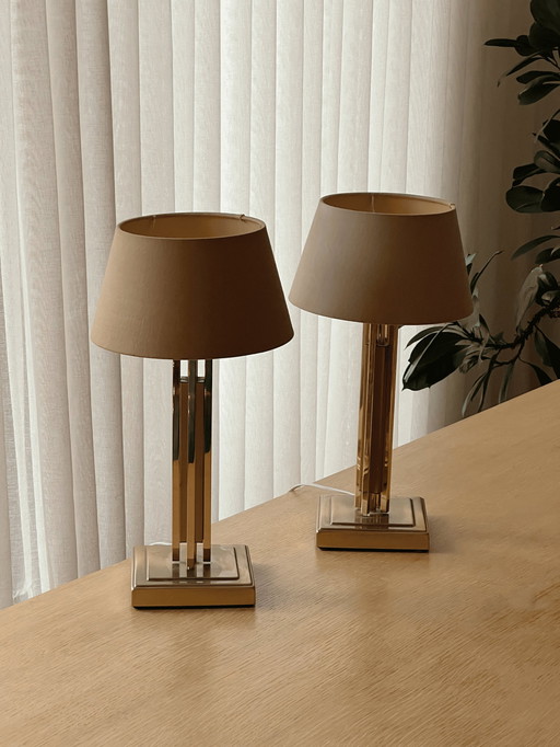 Lot de 2 lampes de table en laiton de style Régence 70S