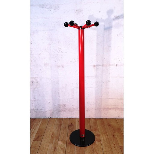 Porte-manteau vintage "Caimi" en métal rouge, Italie