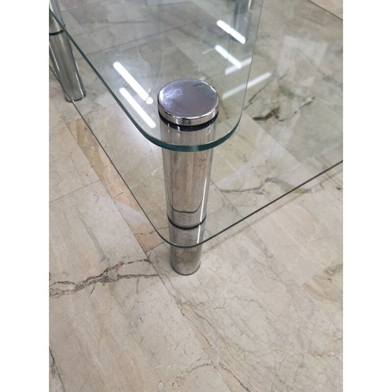 Image 1 of Table basse vintage "Marcuso" en verre et acier inoxydable par Marco Zanuso pour Zanotta