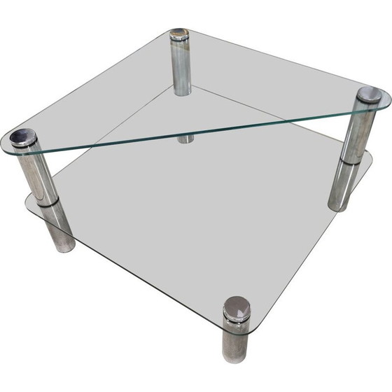 Image 1 of Table basse vintage "Marcuso" en verre et acier inoxydable par Marco Zanuso pour Zanotta