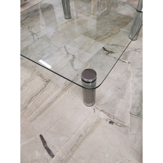Image 1 of Table basse vintage "Marcuso" en verre et acier inoxydable par Marco Zanuso pour Zanotta