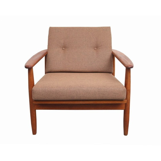 Image 1 of Fauteuil vintage en teck et coussins en marron - 1960s