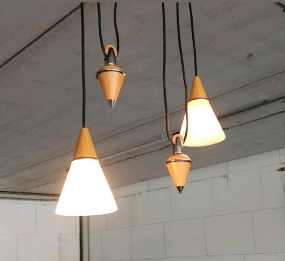 Image 1 of Plafonnier rétro à design massif avec contrepoids