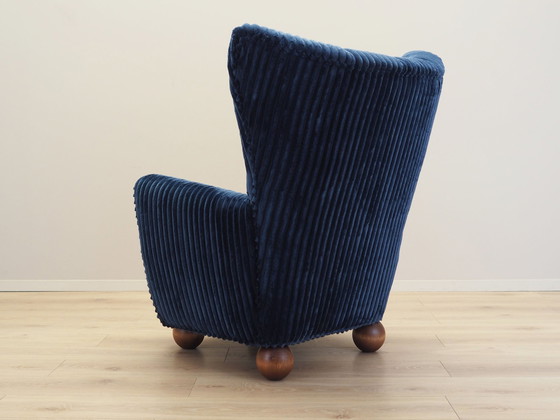 Image 1 of Fauteuil bleu marine, design scandinave, production : Danemark