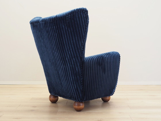 Image 1 of Fauteuil bleu marine, design scandinave, production : Danemark