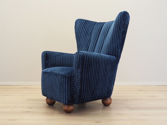 Image 1 of Fauteuil bleu marine, design scandinave, production : Danemark