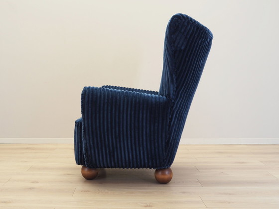 Image 1 of Fauteuil bleu marine, design scandinave, production : Danemark