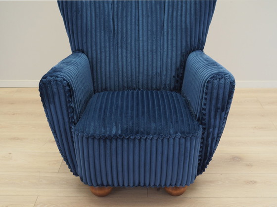 Image 1 of Fauteuil bleu marine, design scandinave, production : Danemark