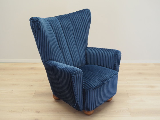 Image 1 of Fauteuil bleu marine, design scandinave, production : Danemark