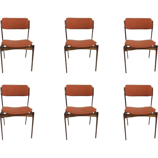 Ensemble de 6 chaises de salle à manger par Oddense Maskinsnedkeri Erik Buch Palissandre 1960s