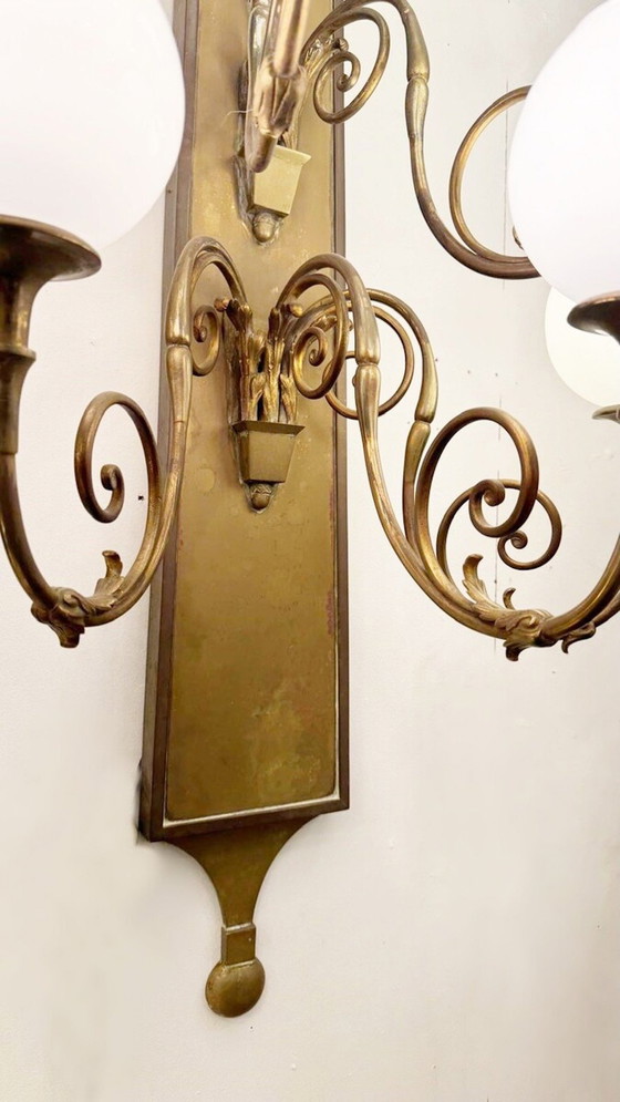 Image 1 of Large Pair Of Bronze Wall Lights, Circa 1920, "Hotel Métropole, Brussels"Flag