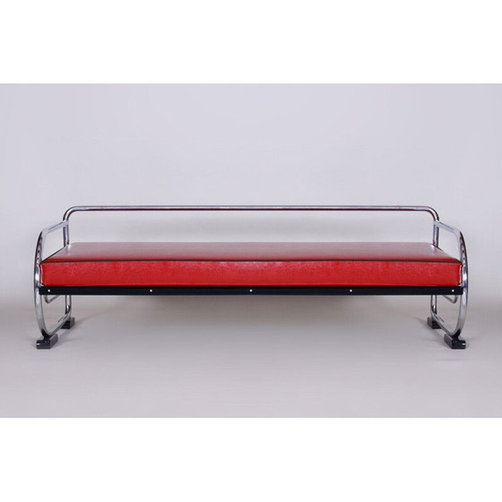 Image 1 of Canapé vintage en cuir rouge des usines Slezak, 1930