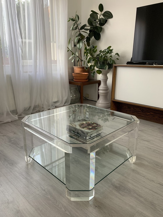 Image 1 of Table basse octogonale en lucite David Lange des années 70