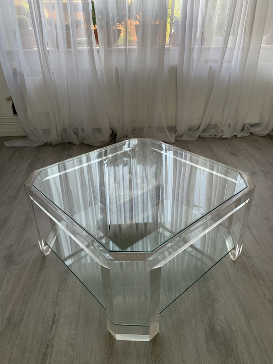 Image 1 of Table basse octogonale en lucite David Lange des années 70