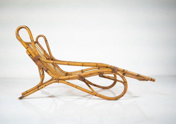 Image 1 of Chaise longue en bambou de style Mid Century, Italie, années 1970