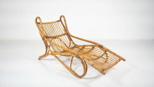 Chaise longue en bambou de style Mid Century, Italie, années 1970