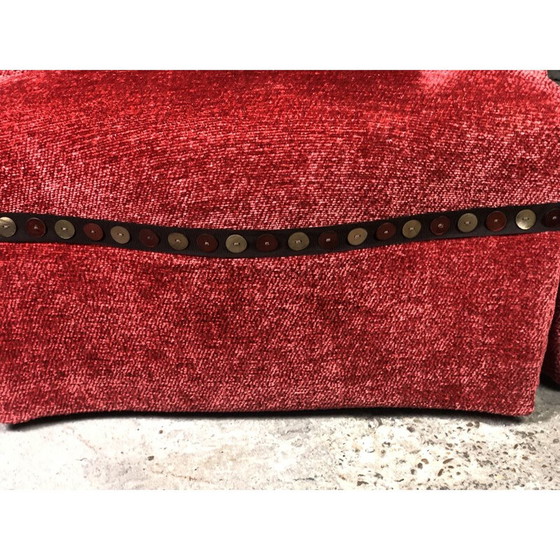 Image 1 of Fauteuil crapaud Napoléon III en velours vintage, 1940