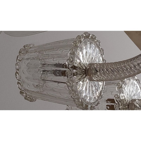 Image 1 of Lustre vintage en verre et laiton de Barovier, 1950