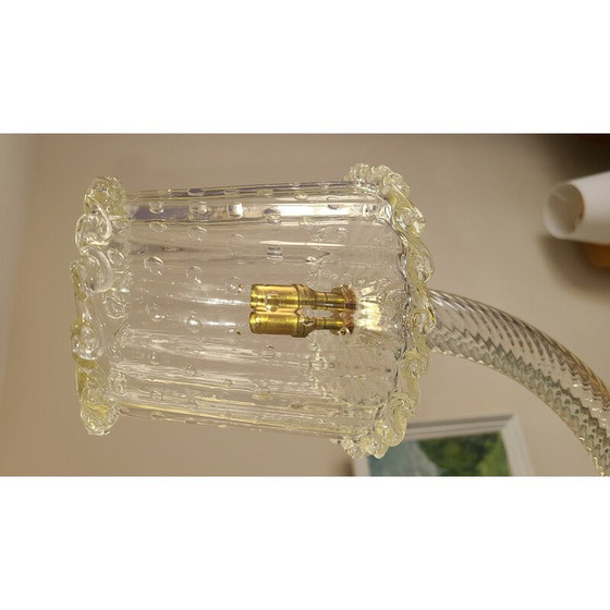 Image 1 of Lustre vintage en verre et laiton de Barovier, 1950